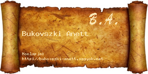 Bukovszki Anett névjegykártya